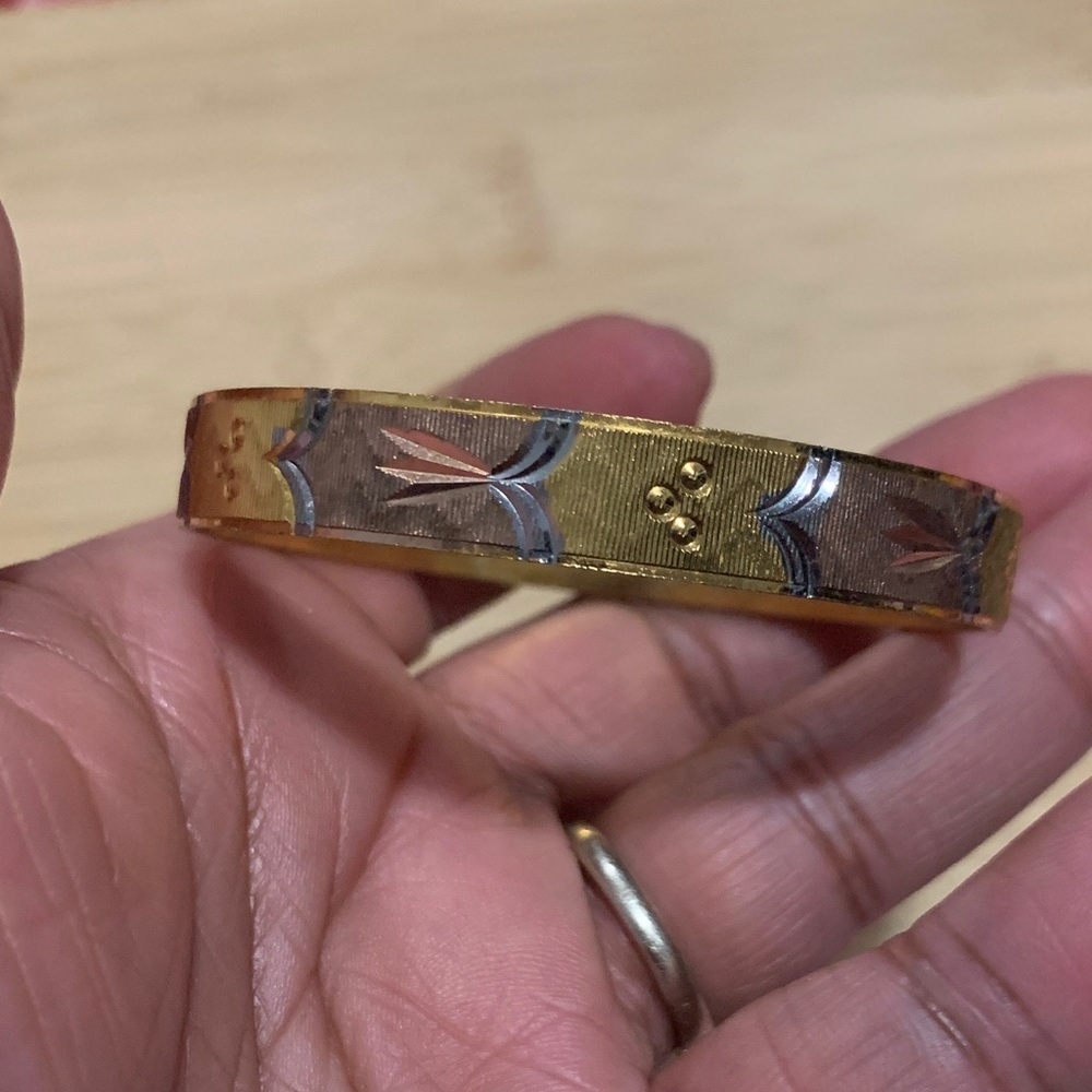 Vintage Gold, copper and Silver Bangle Bracelet